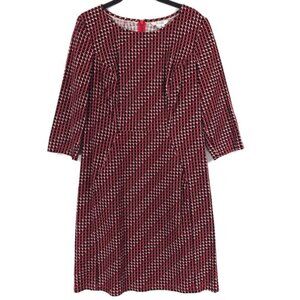 Boden Hannah Seam Detail Red Black Polka Dot Corduroy Sheath Dress WW095 Size 8L